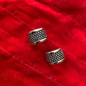 Gold and Black Textured clip on Earrings